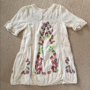 Free People Cream Floral Embroidered Dress